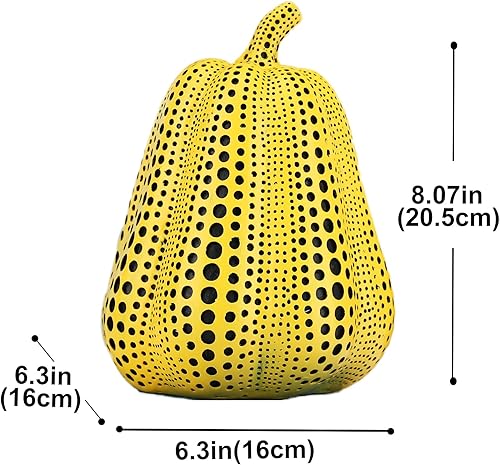 Miniatura 2 de SHENGTIAN Estatua de calabaza, estatua de calabaza de lunares amarillos, mini escultura de calabazas decorativas, accesorios de calabaza falsa,