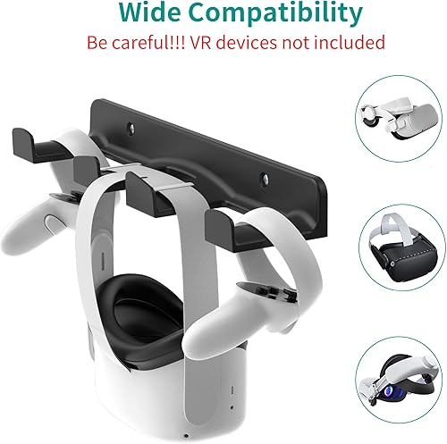 Miniatura 3 de HomeMount VR Wall Mount Storage Stand Hook-for Meta/Oculus Quest 2/Quest/ Rift/ Rift S/ Valve Index/ HTC Vive/ HP Reverb G2/ Playstation VR Negro