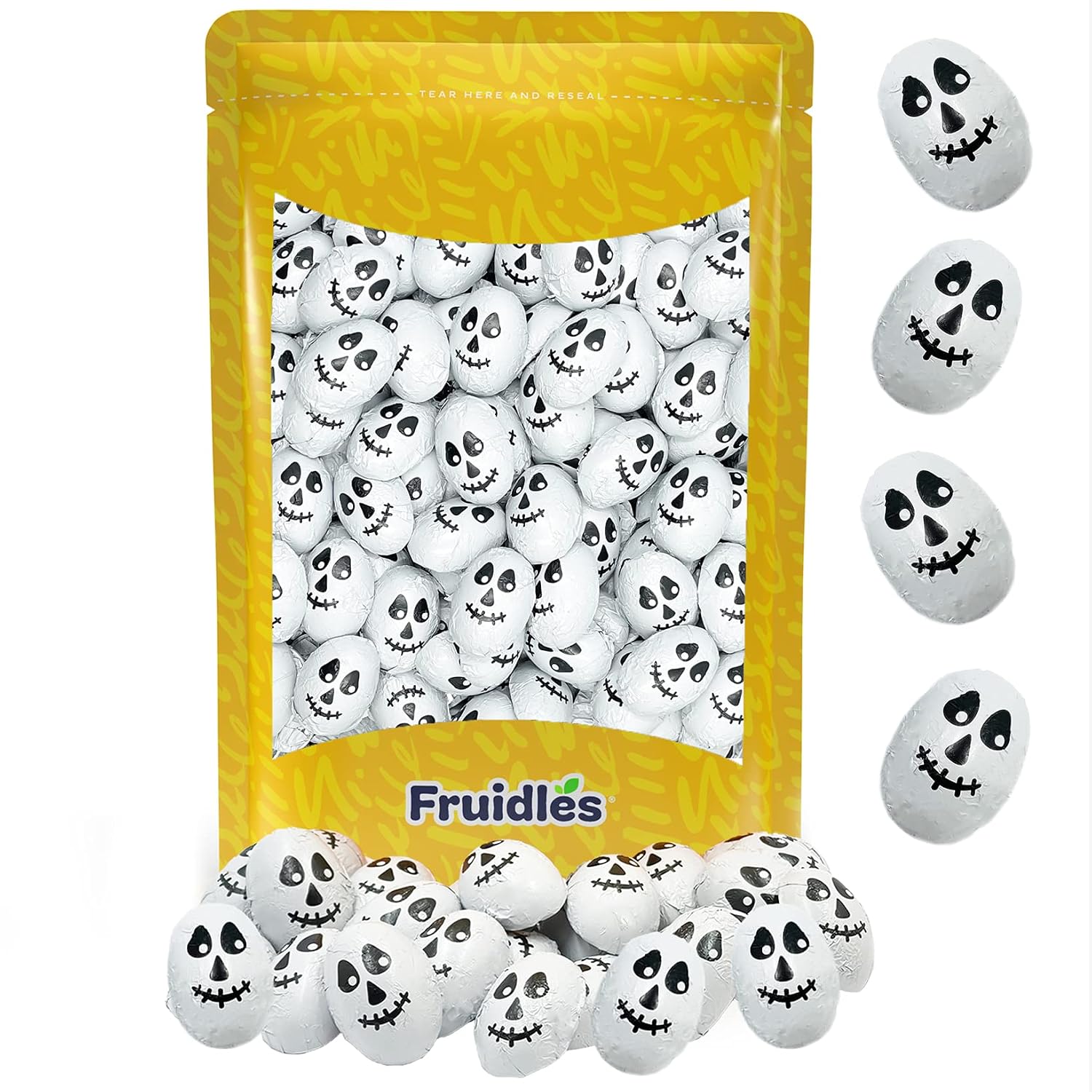 Halloween Milk Chocolate Skulls, Double Crisp, Trick-Or-Treat Party Bag Fillers, Individually Wrapped in Multi-color Skull Design Foils, Kosher Certified (5 Pounds)