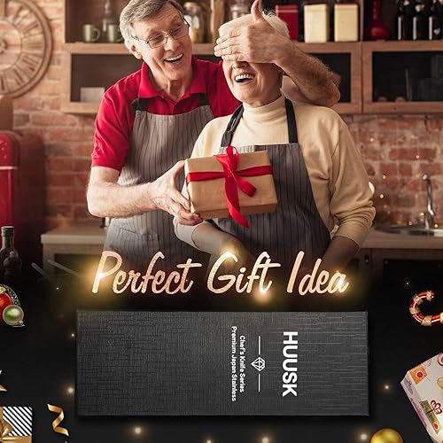 Miniatura 9 de Huusk Paquete de cuchillos coleccionables, cuchillo de carnicero forjado a mano con funda de cuero y caja de regalo
