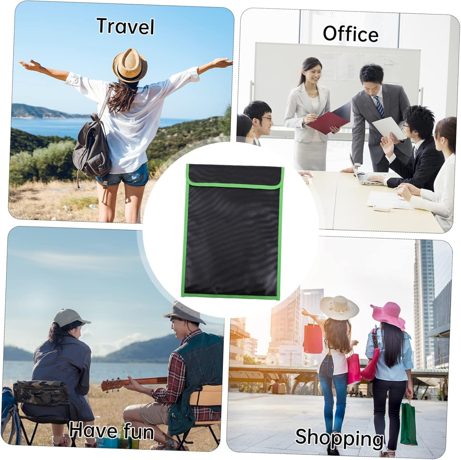 DOITOOL 1Pc Fireproof File Bag Portable Document Holder for Safe Storage Protection Pouch with Zipper Closure with Edges