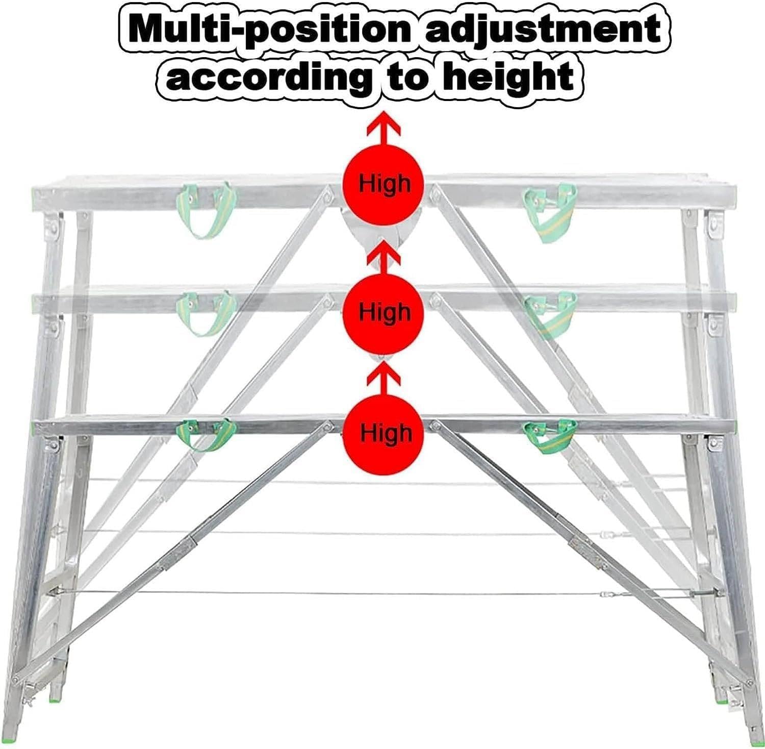 Highgth - Escalera plegable para andamio de 400 kg, taburete de aluminio, 160 x 40 cm, plataforma de trabajo, ideal para uso doméstico, soporte portátil y