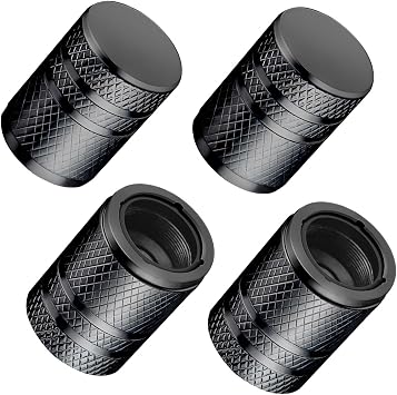 Irikdescia® - Pack 8 Tapones Válvula Neumáticos Coche/Moto | Aluminio Anodizado, Antigoteo, Universal Negro