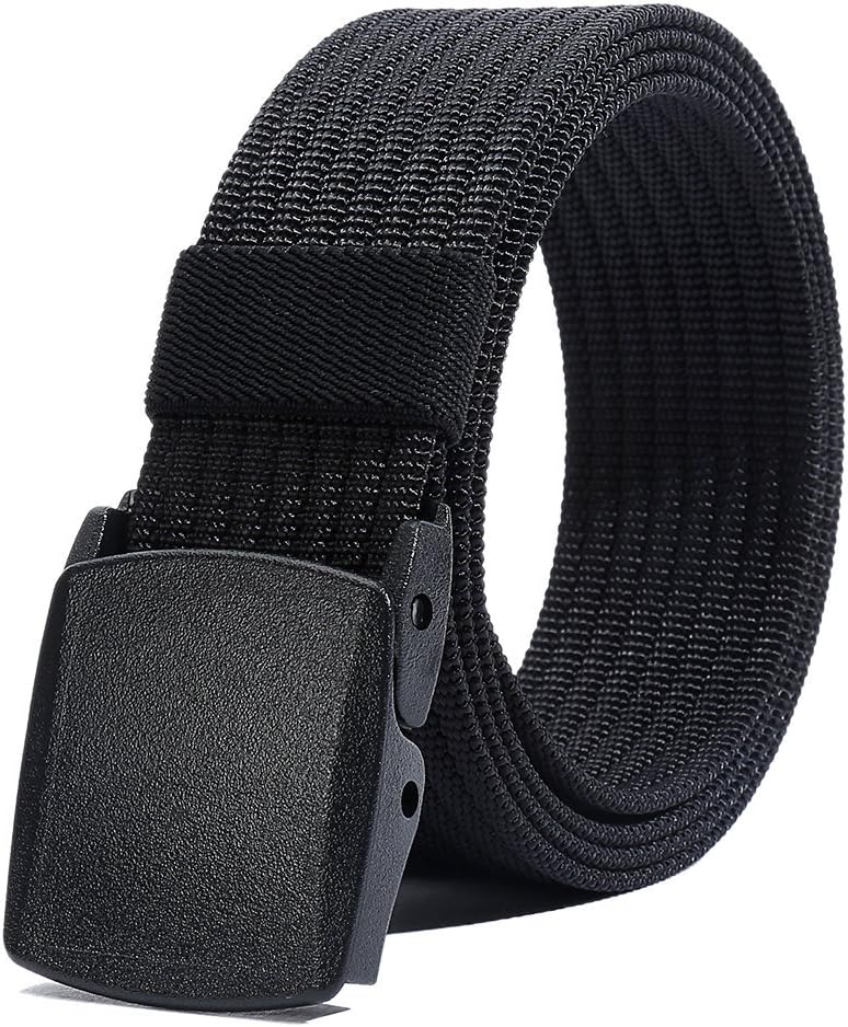 Men's Nylon Work Belts - Breathable Webbing Canvas Belt with Plastic Buckle, Adjustable Trim to Fit 75-125cm(28-49") Waist