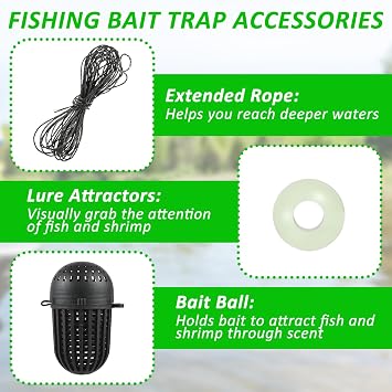 2PCS Fishing Bait Trap Crab Net 10 Holes and 2 PCS Square Crab Crawfish Trap Fishing Trap for Minnow Crawfish Shrimp Crawdad with Rope Large Fishing Net for Bait Fish