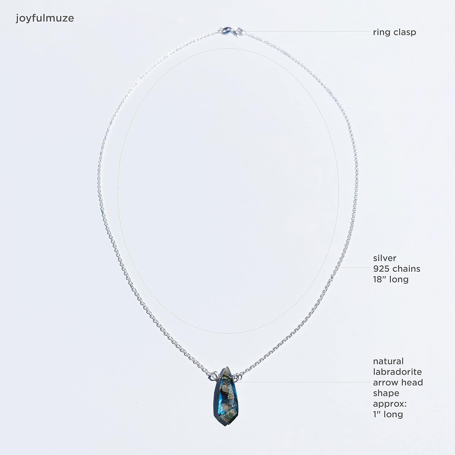 Labradorite Arrow Head Pendant Necklace, March Birthstone Gift, Healing Chakra Protector, Handmade Sterling Silver Necklace, Natural Faceted Gemstone Boho Minimal Jewelry, 18 inch long - Image 5