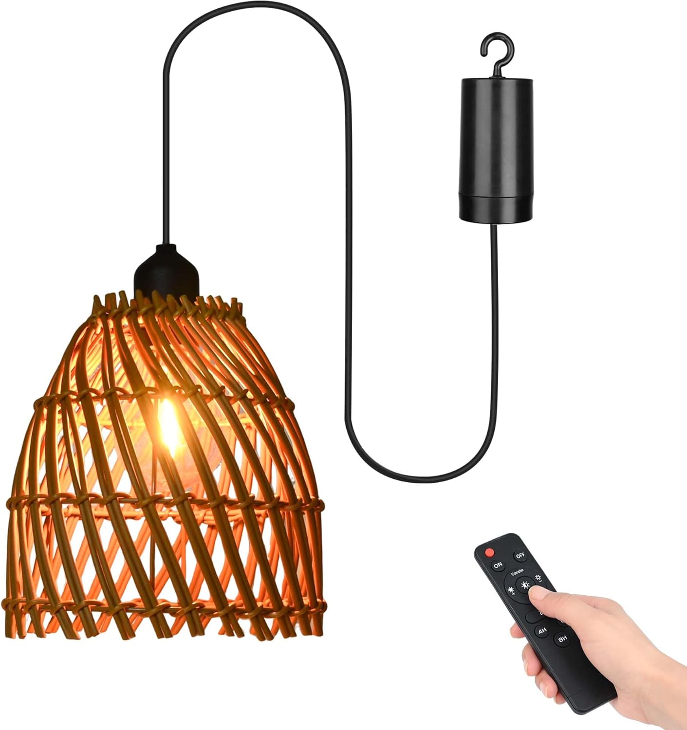 2Pack Battery Operated Pendant Light with Remote Control IP44 Waterproof Indoor Outdoor lamp for Bedroom, Patio, Camping, Party, Porch, Cafe (No Outlet Needed)
