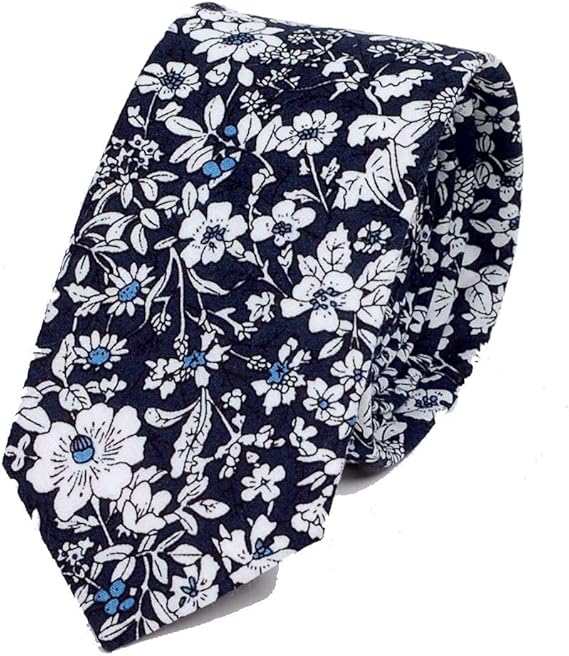 Amazon ナロータイ 花柄 ネクタイ スリム メンズ レディース スキニー フローラル コットンタイ 綿素材 マットな質感 15種 花見 バラ ローズ 大剣幅6cm No 09 ネクタイ 通販