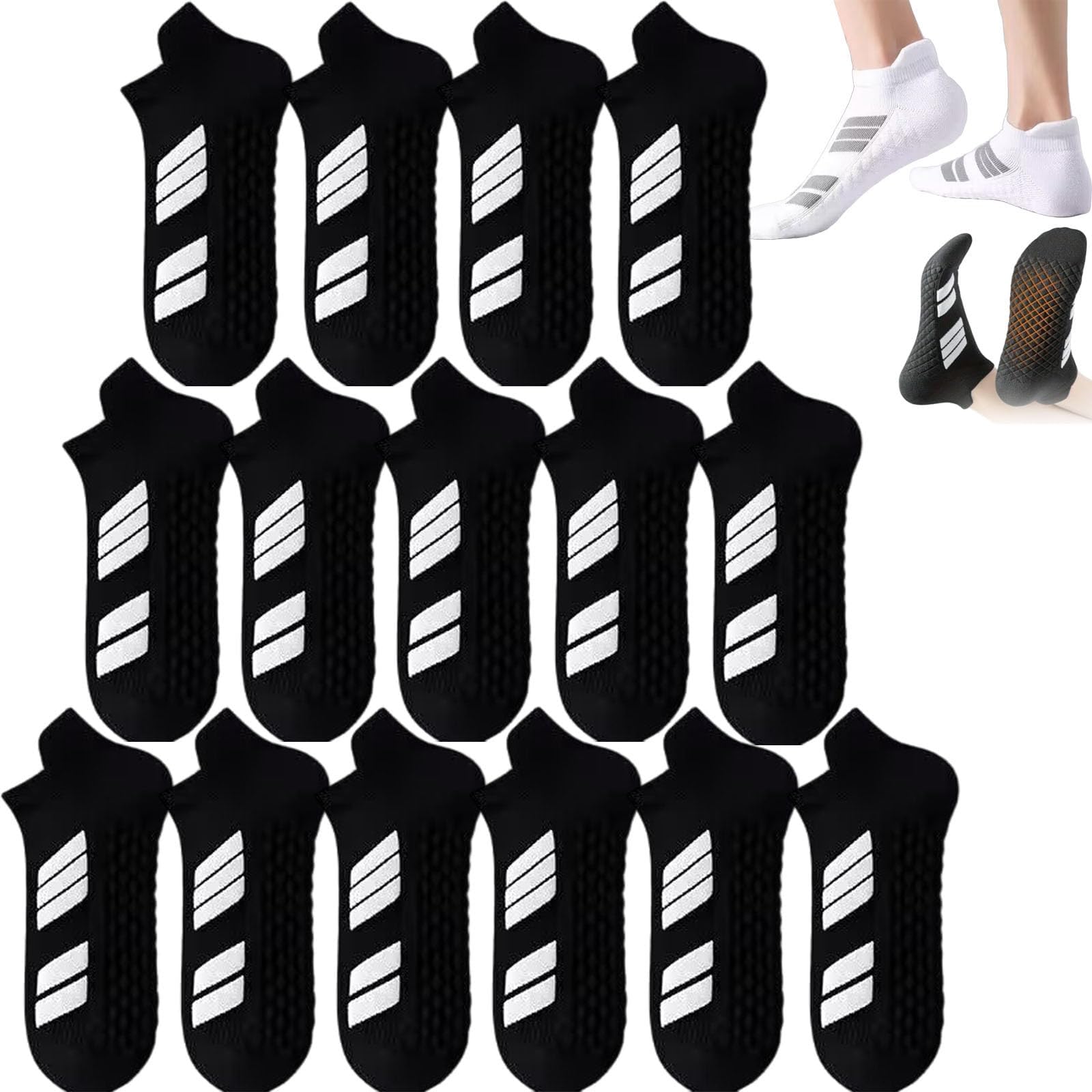 Upliftjoys - Calcetines deportivos unisex de corte bajo que no se ven, paquete de 10 unidades, antideslizantes, no se ven para zapatos planos, antideslizantes, resistentes al desgaste, transpirables