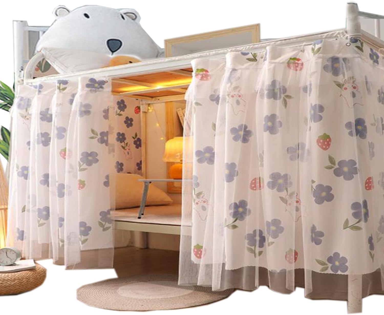 Navhao 2 Panels,Bottom Bunk Bed Curtains Cloth Breathable Bed Canopy Students Curtain Shading Nets for Single Bed