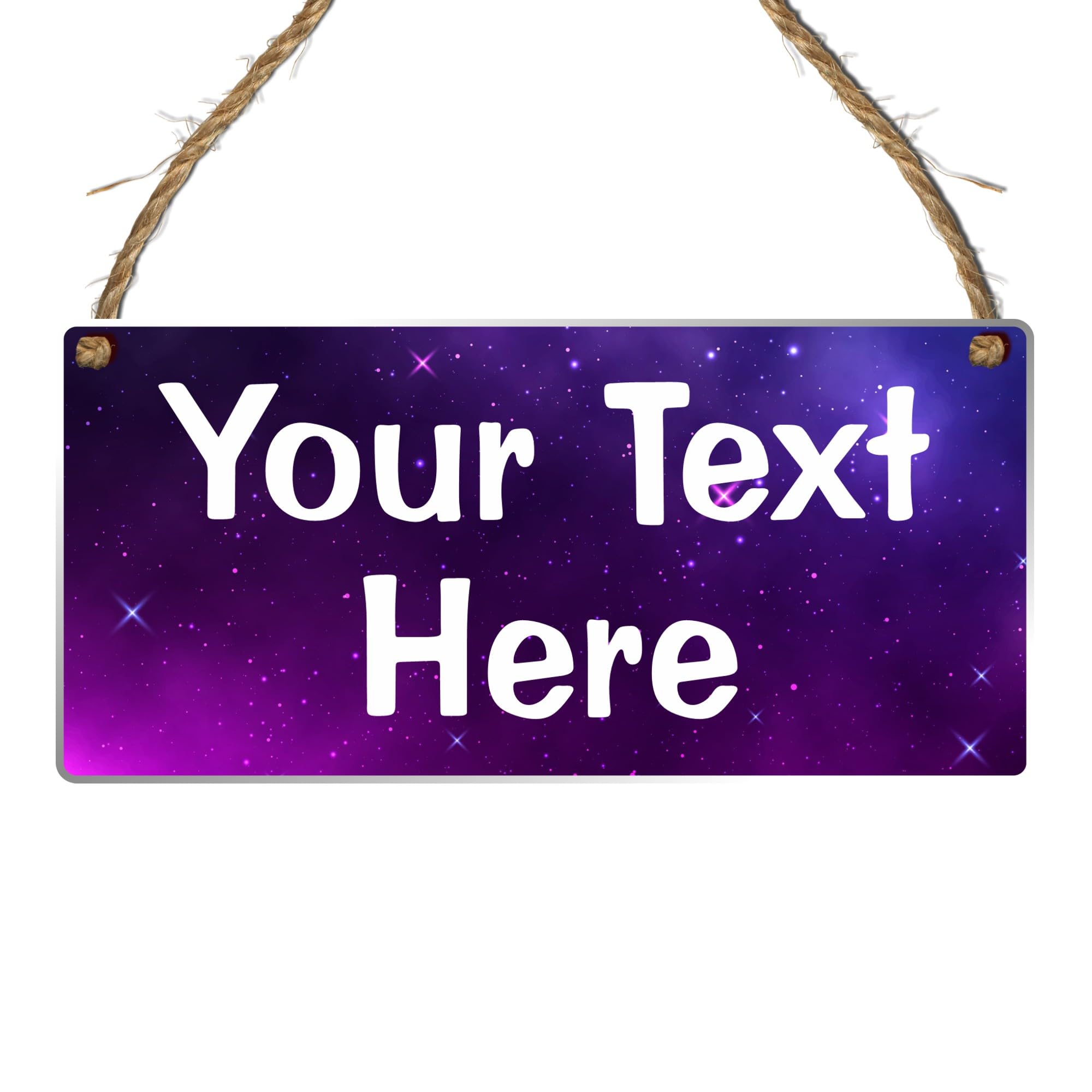 Personalised Hanging Plaque Sign with Custom Text – Choose from MDF Wood or Acrylic Options – Ideal for Home Décor, Gifts, or Events (Purple Galaxy, Acrylic Indoor & Outdoor Use)