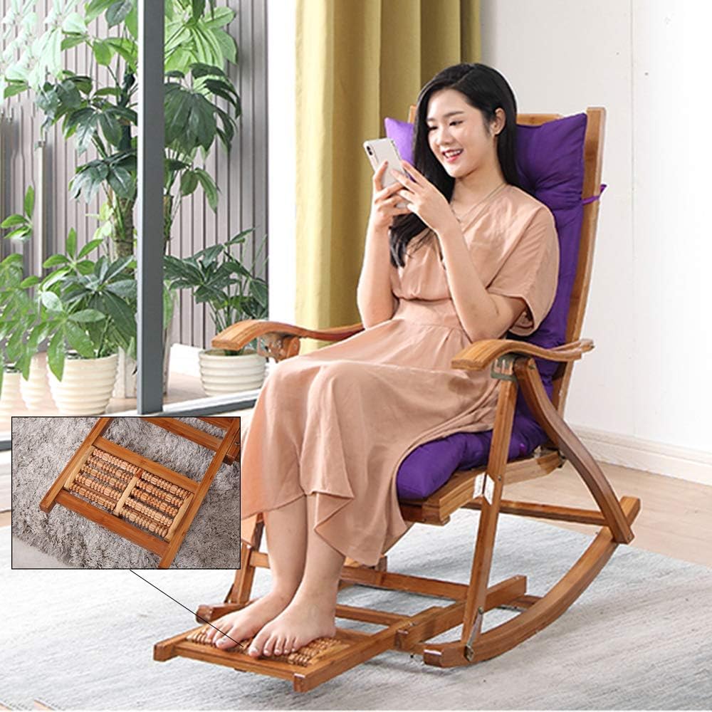 竹製 ロッキングチェア リクライニング 折りたたみ式 マッサージ底板付き 竹製 ロッキングチェア リクライニング 折りたたみ式 マッサージ底板