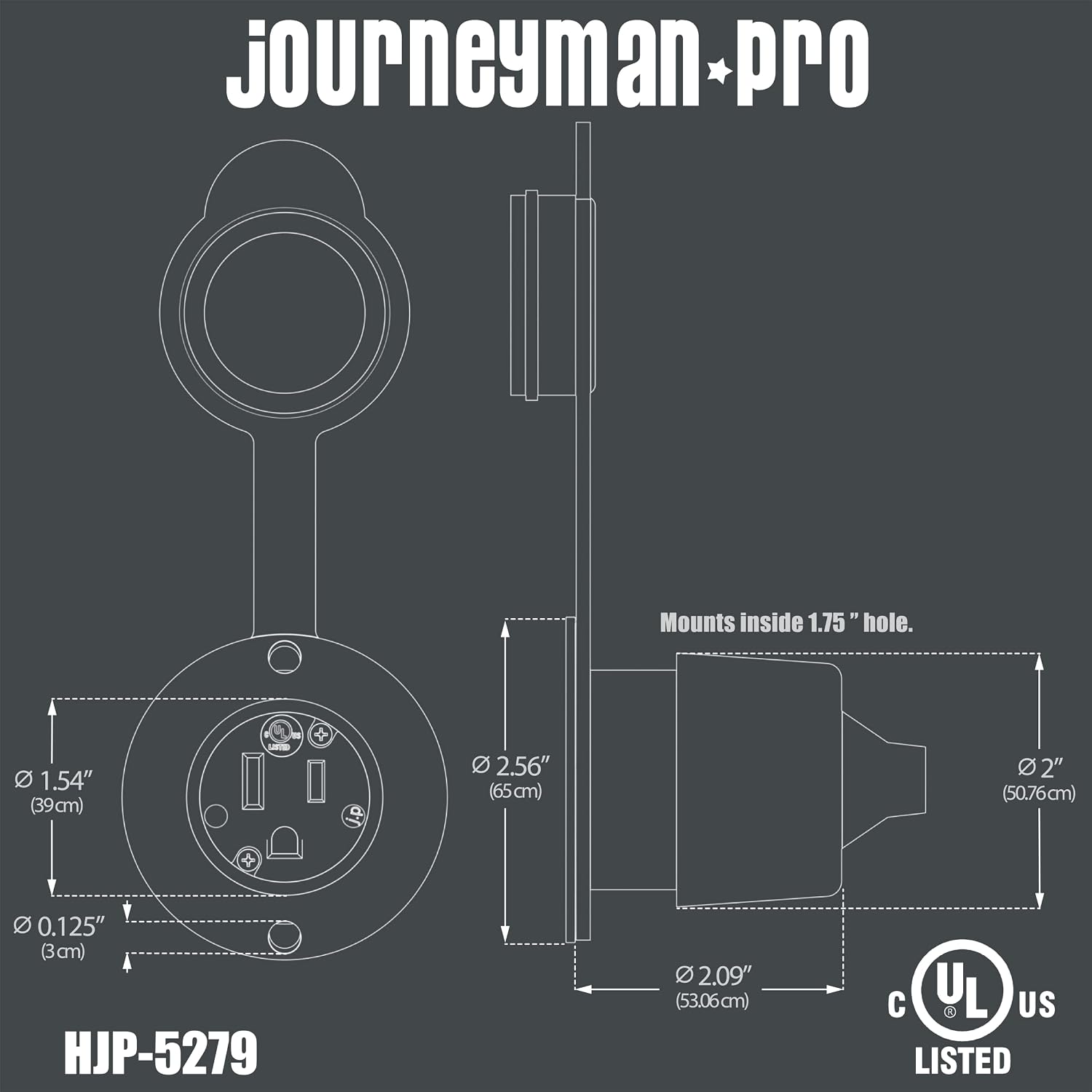 5279 Flanged Outlet, 15A 125V, Front & Back Covers, Black | 15A 120-125 Volt, NEMA 5-15, 2 Pole-3 Wire, Straight Blade Plug, Outdoor Receptacle, Surface Mount Outlet, Commercial Grade