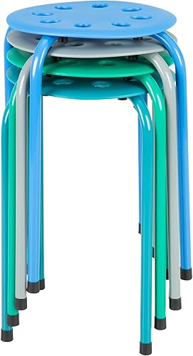 Norwood Taburetes apilables de muebles comerciales para niños y adultos, 17.75 pulgadas de altura estándar, taburetes portátiles de oficina y aula,