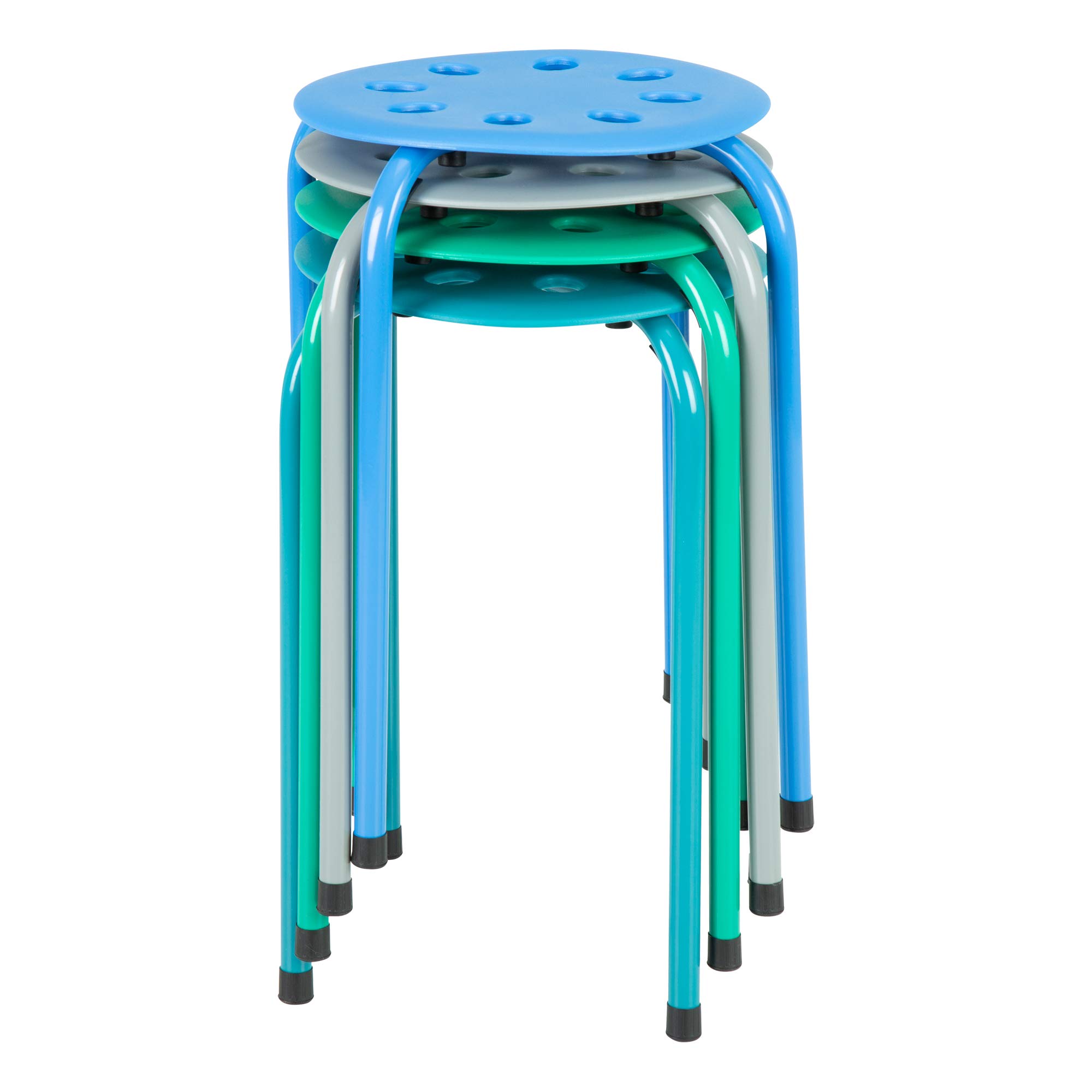 Norwood Commercial Furniture Stacking Stools for Kids and Adults, 17.75" Standard Height Portable Nesting Office and Classroom Stools, Contemporary, Pack of 4
