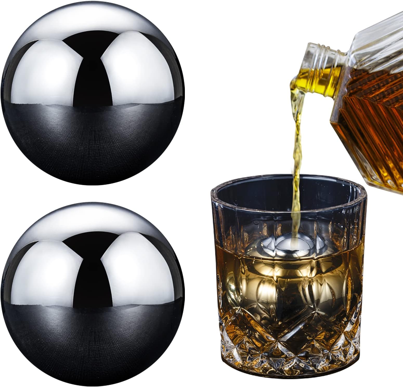 banmagately 2Pcs XL 2.2"/56mm Stainless Steel Whiskey Balls