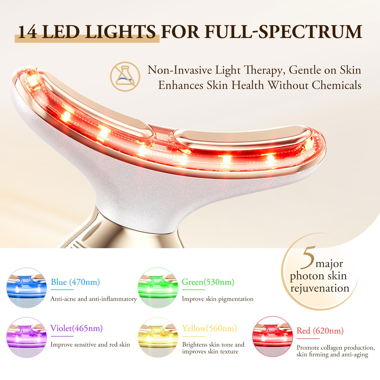 ANLAN Oro 24K Massaggio EMS Lifting Viso Anti-Rughe, Cura della Pelle di bellezza Luce Rosso e Blu