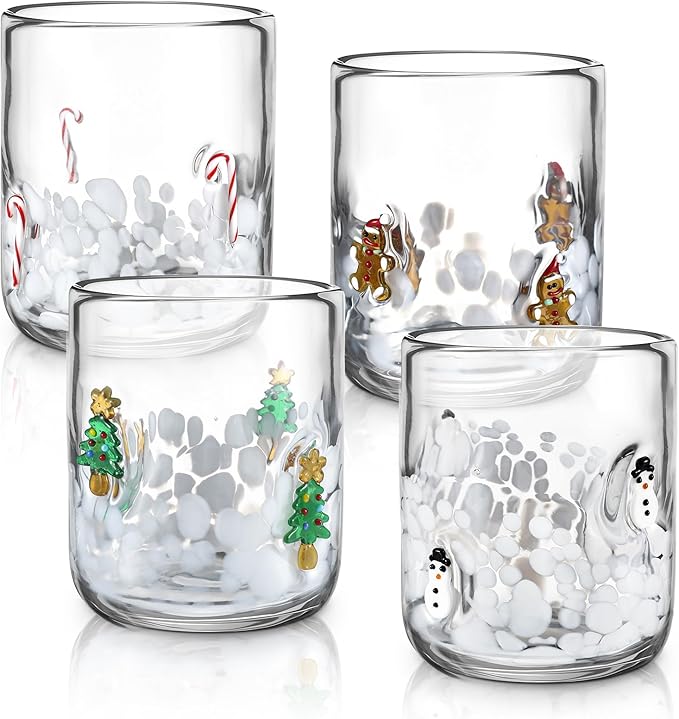 Amazon.com | Skylety 4 Pcs Christmas Icon Glass Cups - 16 oz Icon Juice ...
