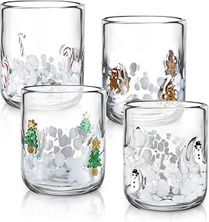 Skylety 4 Pcs Christmas Icon Glass Cups - 16 oz Icon Juice Glasses with ...