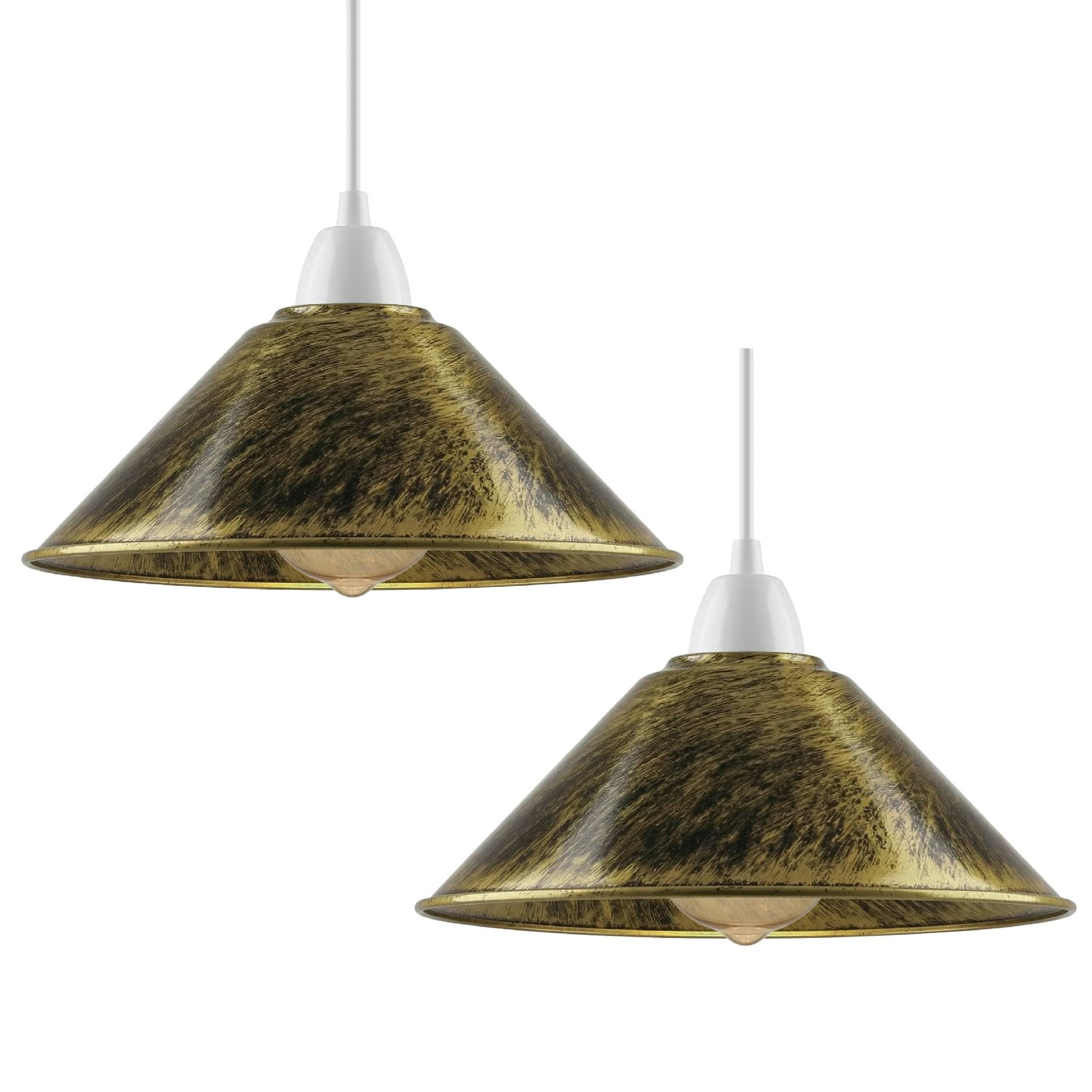 DC VOLTAGE Cone Lamp Shade Pendant Light Fixtures 22cm Metal Replacing Hanging Lampshade Farmhouse Light Bulb Guard Lighting Ceiling Fan Light Shade for Kitchen Island (Brushed Brass) โ image 1