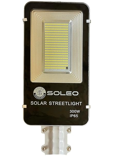 Soleo 300W Solar Street Light - Easy Installation, Separate Panel and Light, Remote Control, Adjustable Brightness, Aluminium casing