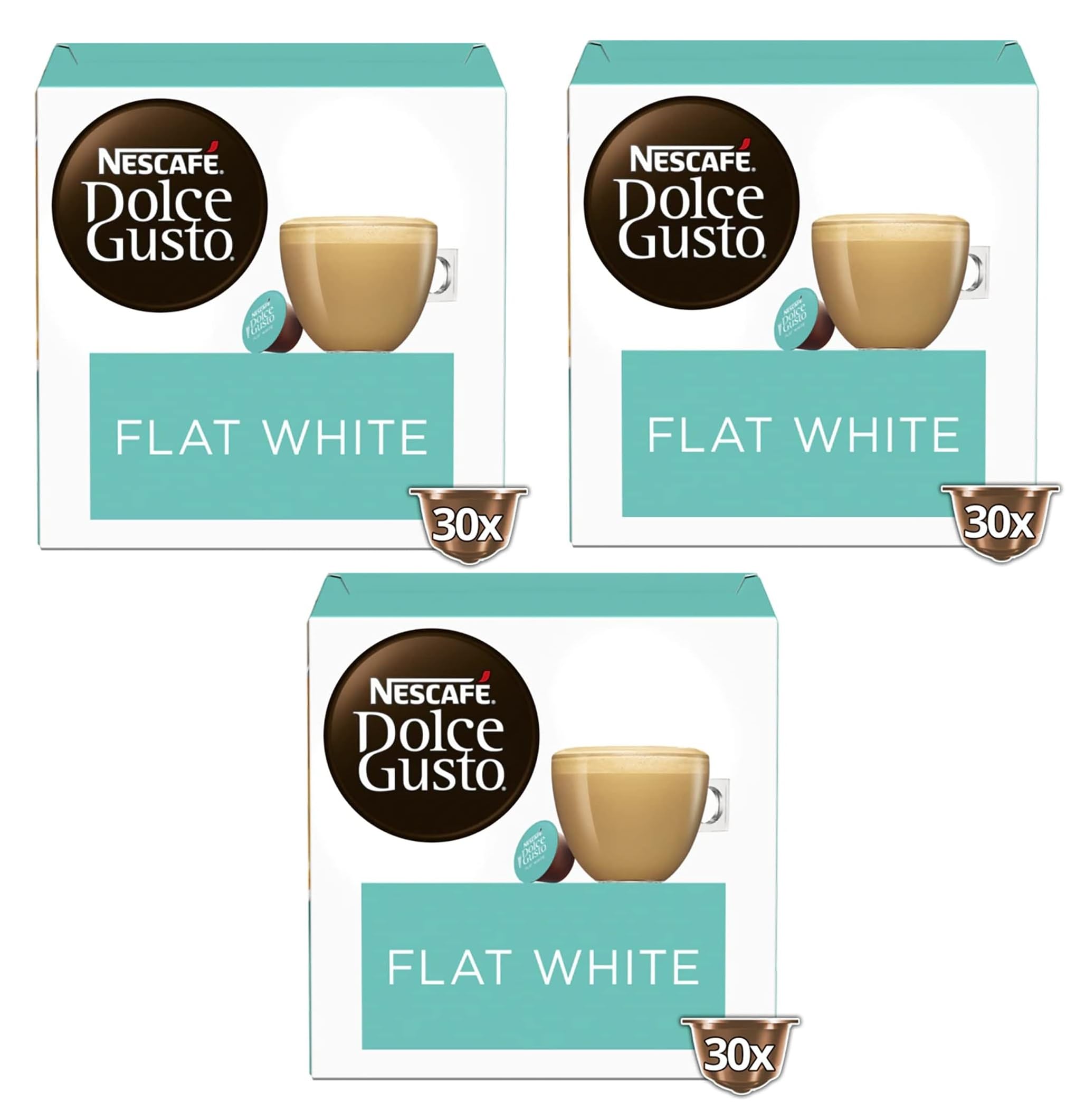 NESCAFÉ Dolce Gusto Flat White, 30 Pods (3 Packs, 90 Pods)