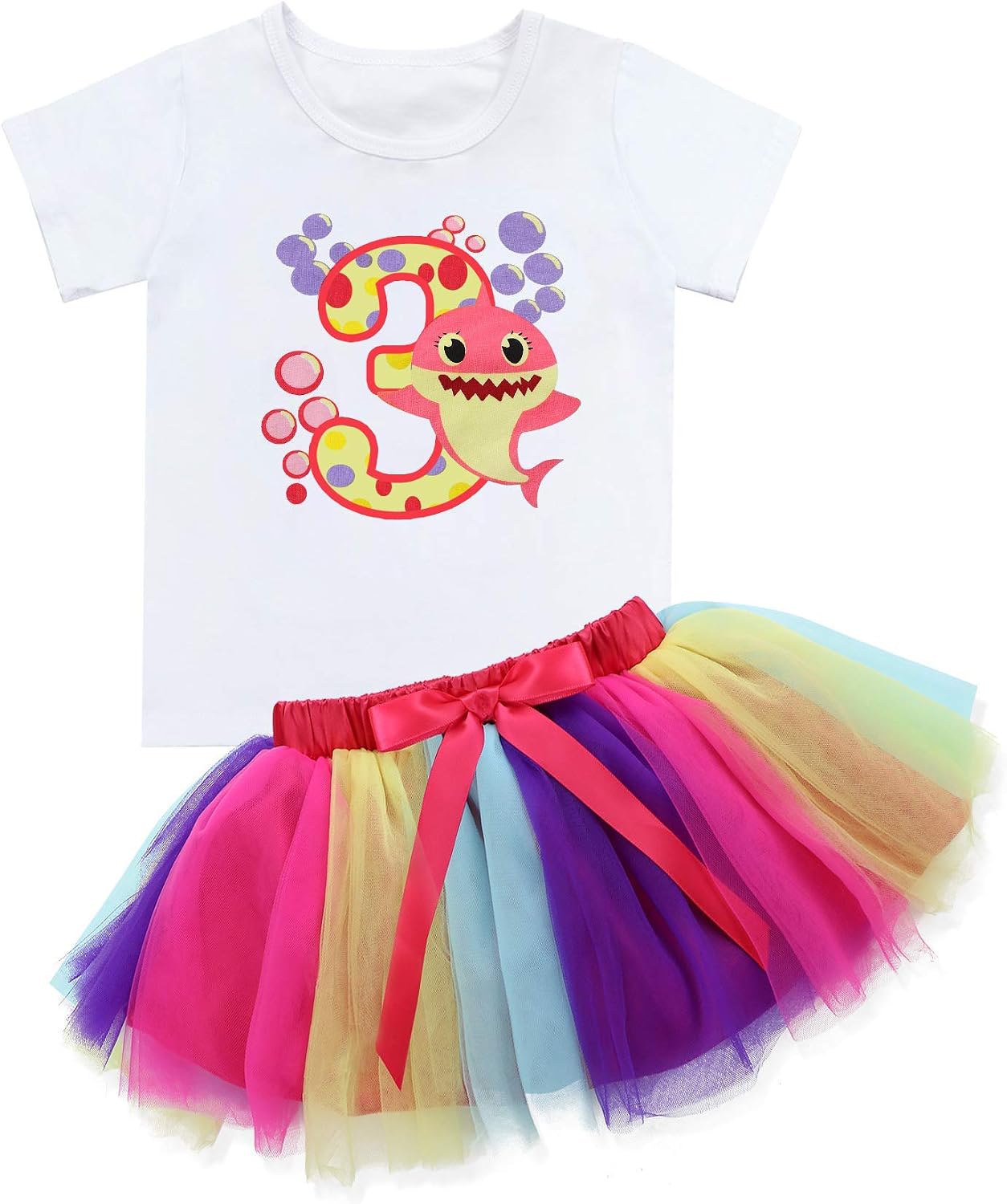 Baby Girls Birthday Shark and Doo Doo Doo Romper + Tutu Dress 2nd Birthday Outfit Set