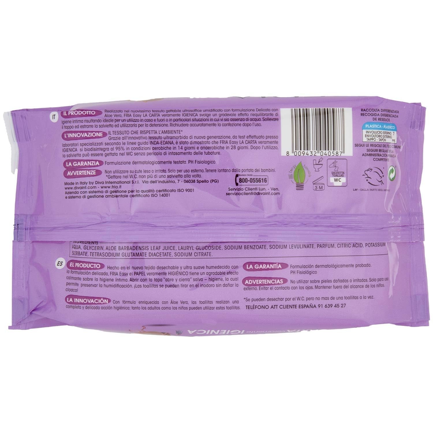 Fria Easy Carta Igienica Umidificata con Camomilla ad Effetto Emolliente e Lenitivo, Tessuto Gettabile nel WC, Dermatologicamente Testate, Confezione da 50 Salviette