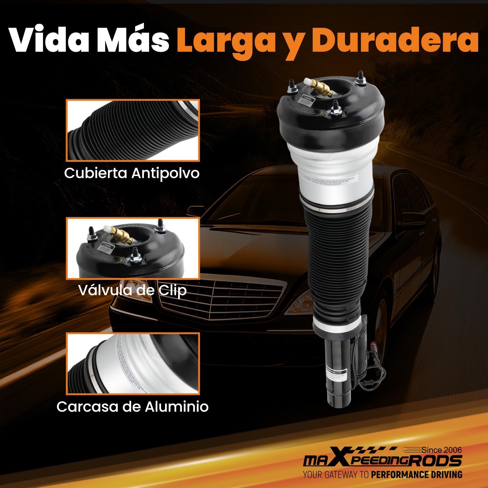 maXpeedingrods Amortiguador de Aire, Suspensión Delantera de Alta Sensibilidad y Estabilidad, Suspensión Neumática de Choque para Coche S-Class W220 S280 S320, Ajuste Preciso y Instalación Fácil.