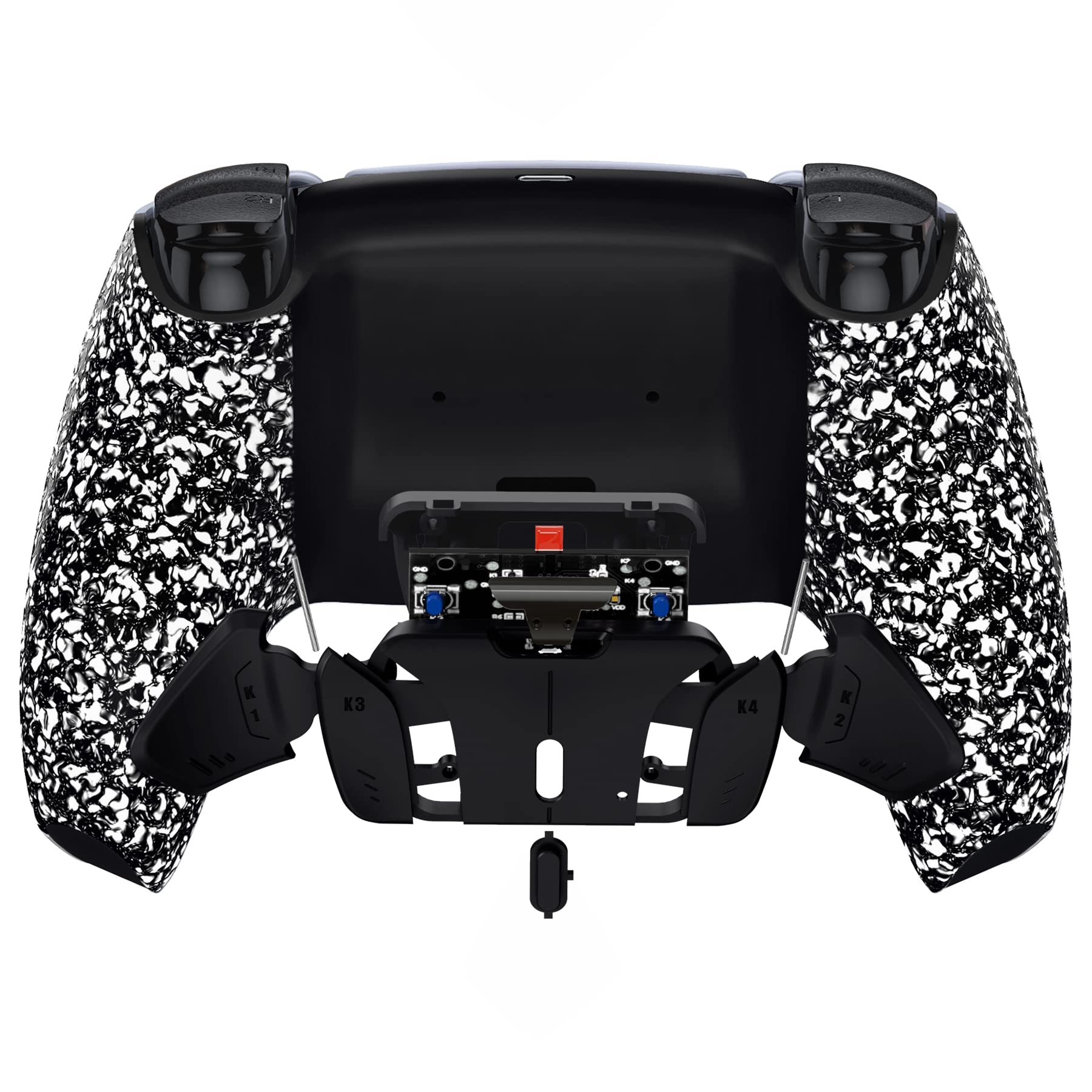 eXtremeRate RISE4 Remap Kit Programmable pour ps5 Manette BDM-010&020, Coque Arrière Redessinée avec 4 Palette pour ps5 Manette, Carte améliorée, Blanche Texturé