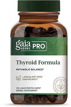 Gaia Herbs Pro Thyroid Formula - Supports Cardiovascular & Metabolic Health - with Ashwagandha Root, Schisandra Berry, Kelp & Brown Seaweed - Vegan & Gluten-Free - 120 Liquid Phyto-Caps 60 Servings