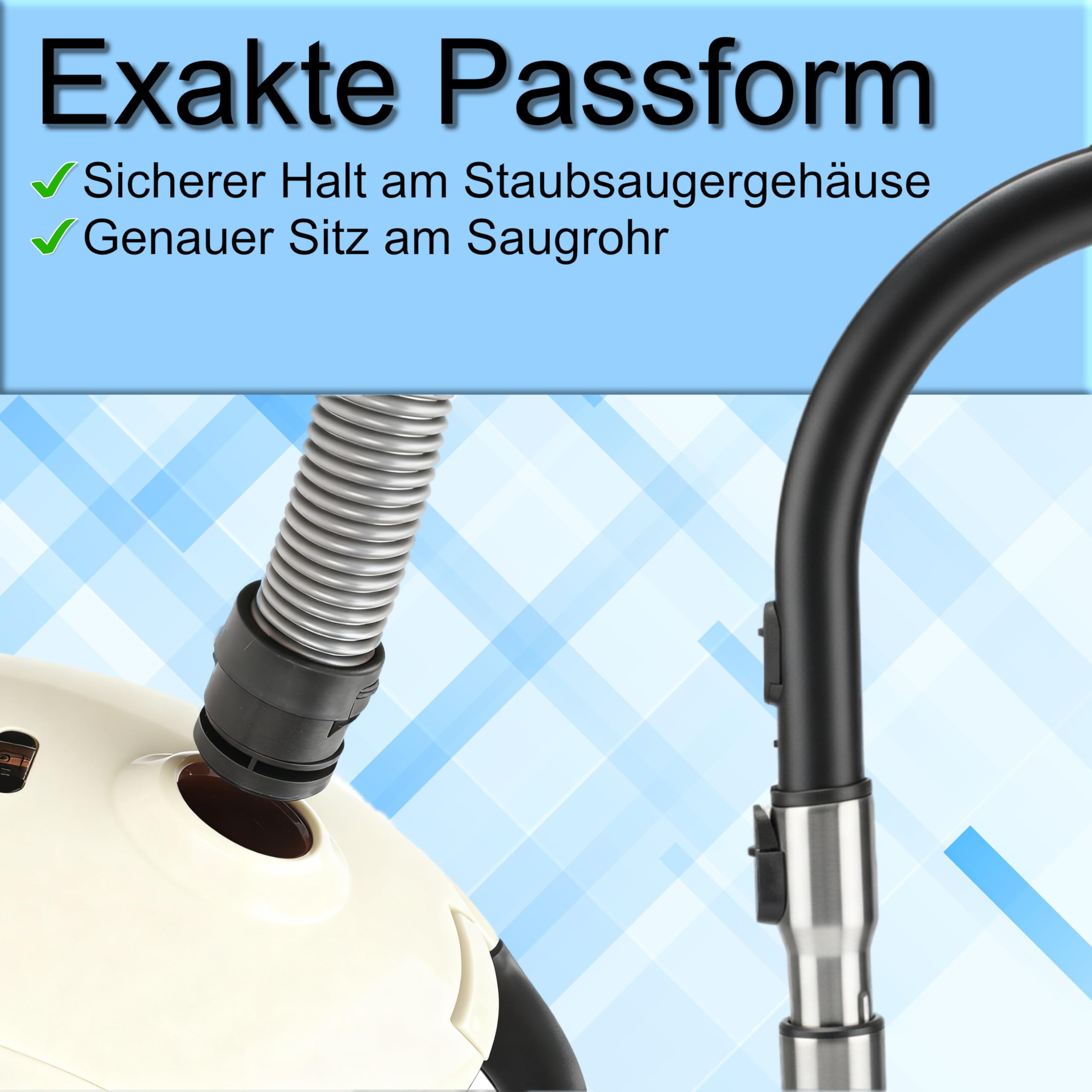 Staubsaugerschlauch kompatibel mit Miele Staubsauger Classic c1 Ersatzteile | DeClean Schlauch passend für Complete C1, Classic Jubilee, Ecoline, Tango | 1,8m (180cm) Premiumschlauch