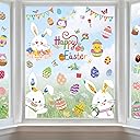 9 Sheets Easter Window Clings, Happy Easter Decorations, Eggs Bunny Rabbit Window Stickers for Home Office School, Spring Decals Decor for Glass Windows Doors
