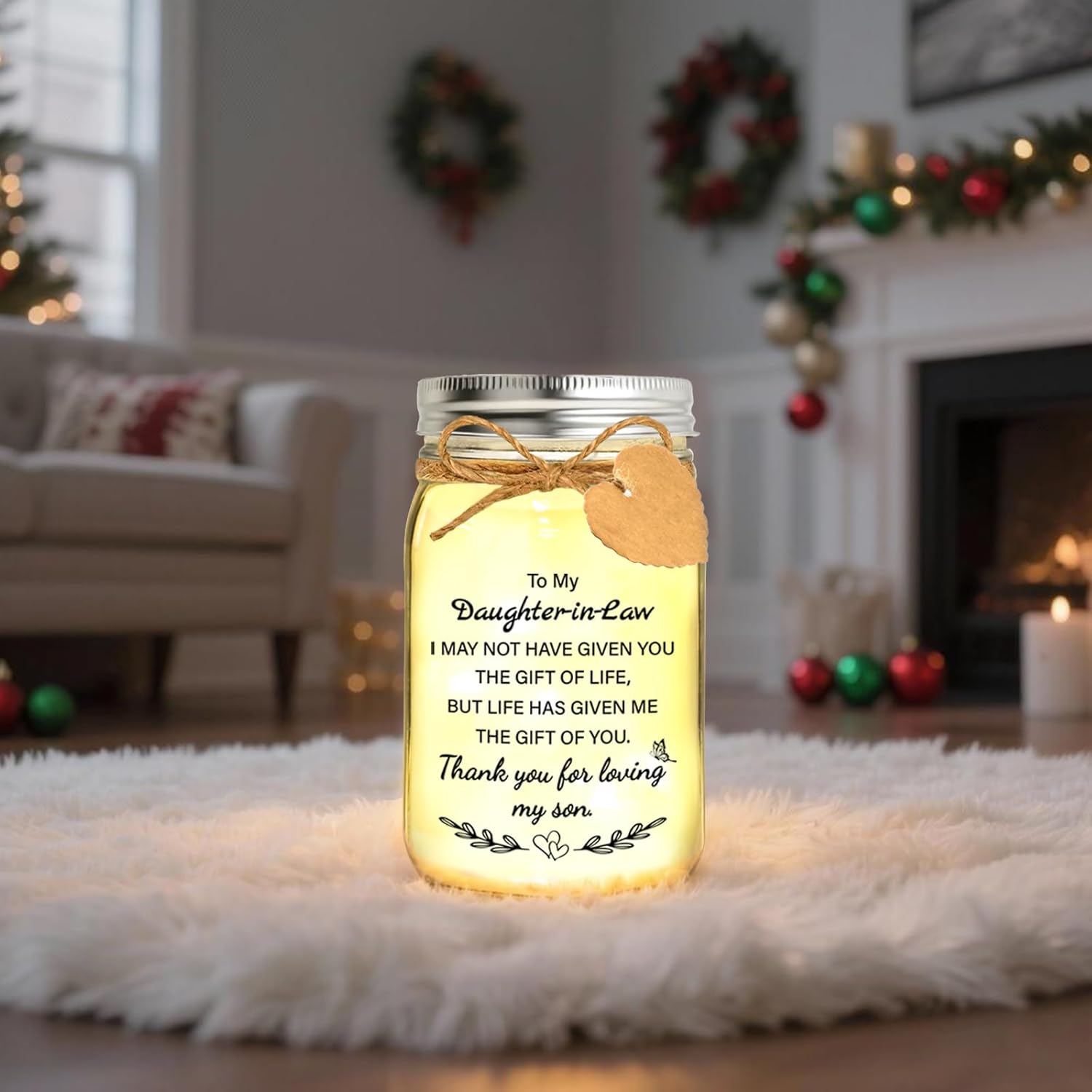 Daughter in Law Gifts for Wedding Day, to My Daughter-in-Law Mason Jar Light Present, Valentines Day Birthday Mothers Day Anniversary Christmas Gifts for Daughter in Law - Image 6