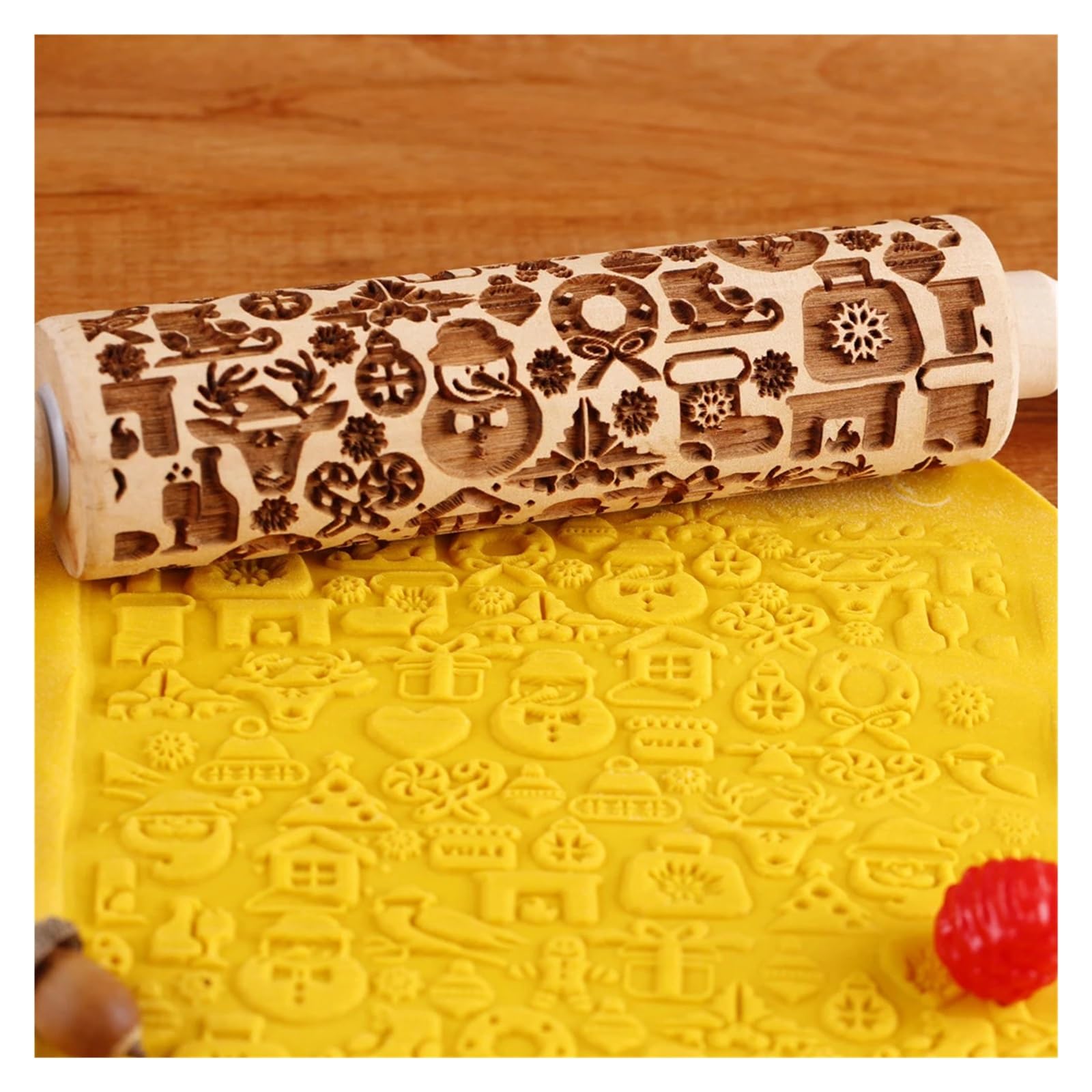 Rodillo de Madera con Relieve de 13,7 Pulgadas for repostería, Herramienta for Grabar Galletas y Sellos. para Cocina, Pastelería(Color 4)