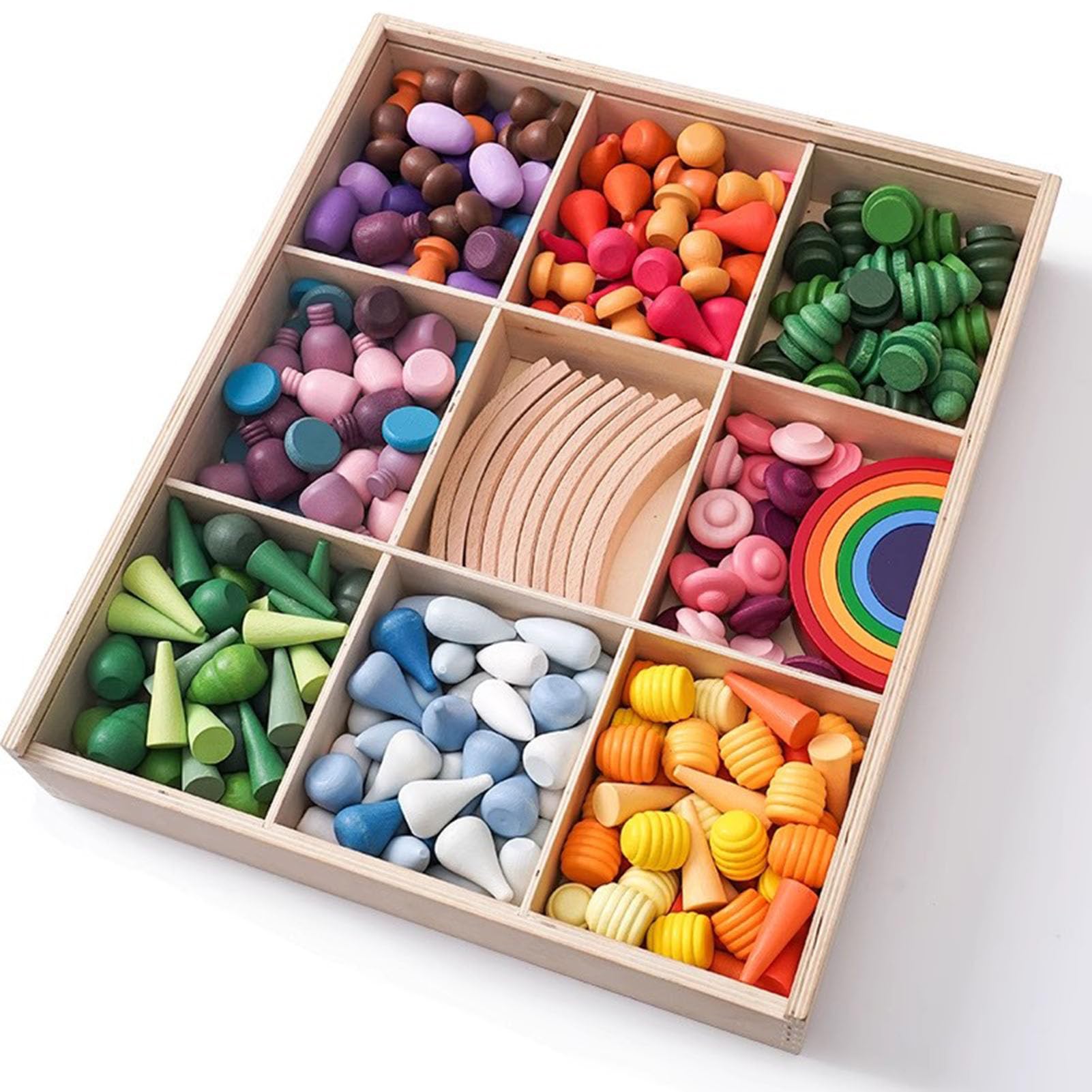 Wood Loose Parts Play Materials Set, Sensory Building Block Toys for Preschool Kids, Ideal for Creative Play and Developmental Learning