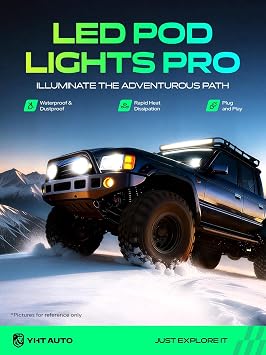 YHTAUTO 3 Inch LED Light Bars w/Wiring Harness & Light Cover, 20W 2400LM, 5700K, Spot10 Beam Off Road Camper Pod Light for Truck SUV ATV UTV Golf Cart Tractor 4x4 Van Boat IP67 Waterproof Lamp