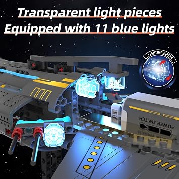 Space Station Spaceship Building Blocks Set with Motor & LED Lights, Exploration Model Building Kits with Display Stand, STEM Engineering Gift for Kids,Adults and Space Fans (1471 PCS)