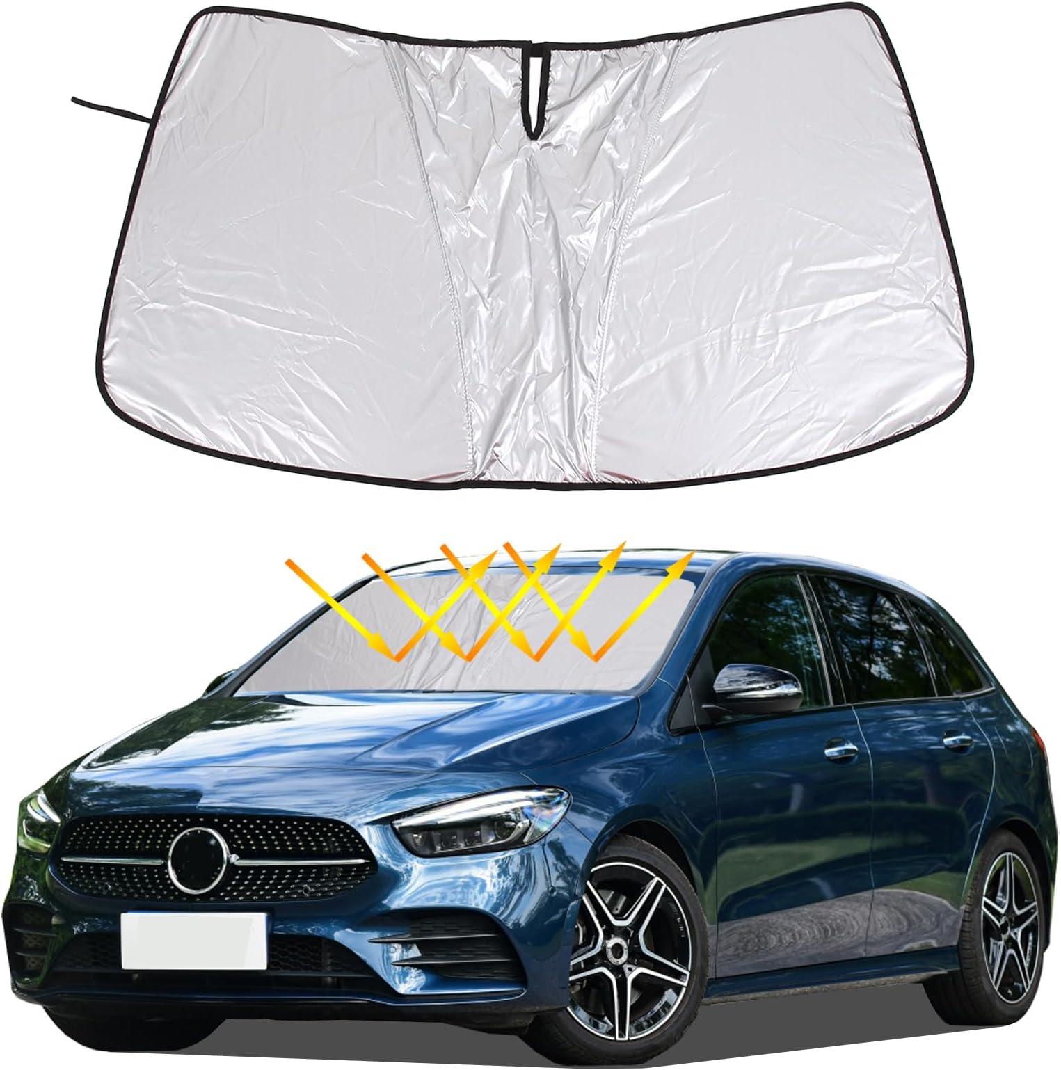 - Front Windshield Sun Shade Compatible with Mercedes Benz B Class 2014-2020 Car Windshield Sun Shade Foldable Elastic Memory Steel Wire Sun Shield UV Protection Interior Accessories