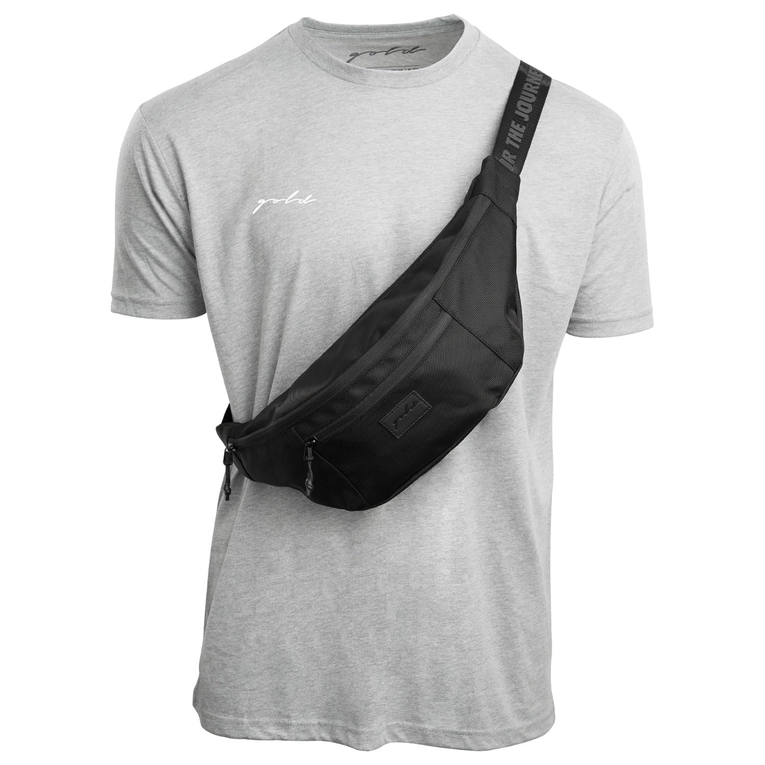 Gold BJJ Goshi Waist Pack - Jiu Jitsu Crossbody and Fanny Pack Bag for No-Gi Training with Wet Gear Storage (Black)