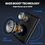 Monster Haut-parleur Bluetooth Loud, 120W Haut-parleur portable Peak avec son puissant et basse lourde, Plein écran de lumières colorées, 24H L'heure du jeu, AUX, USB Playback, Imperméable