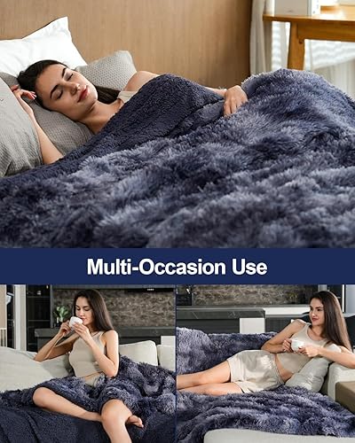 Miniatura 5 de Pawque - Mantas de pelo sintético de tamaño Queen de 60 x 80 pulgadas, manta súper suave, esponjosa y mullida, cálida y gruesa de sherpa, pelo