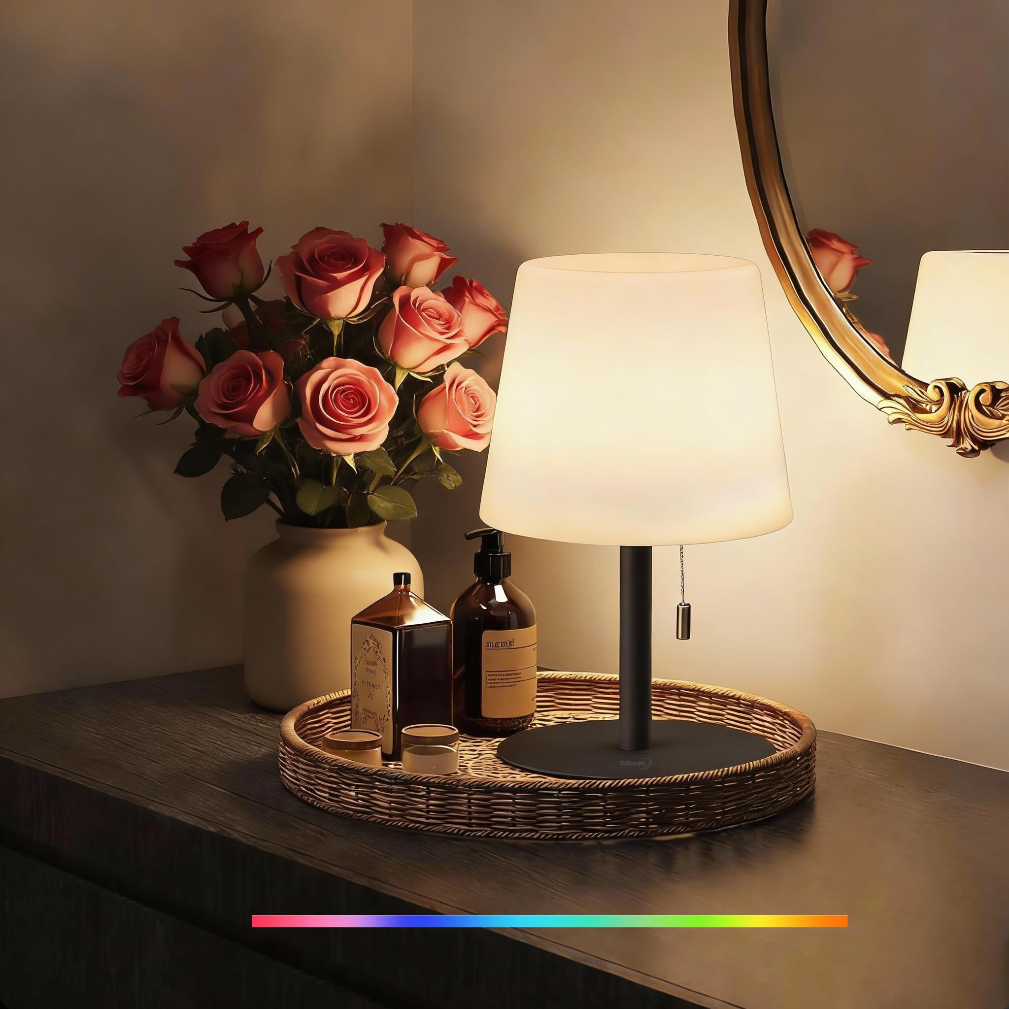 Lámpara de Mesa Inalámbrica - Lámpara de Ducha & Lámpara de Camping LED RGB Multicolor, Blanco Cálido, Regulable, IP44 Impermeable para Baño, Camping, Interior y Exterior