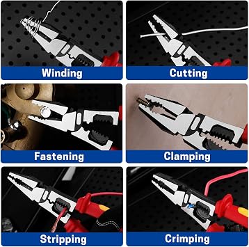 9 Inch 1000V Insulated Linesmans Pliers, Multipurpose Insulated Electrician Combination Plier with Wire Crimper/Stripper/Cutter, Heavy Duty Eccentric Pliers for Screwing, Crimping, Stripping, Shearing