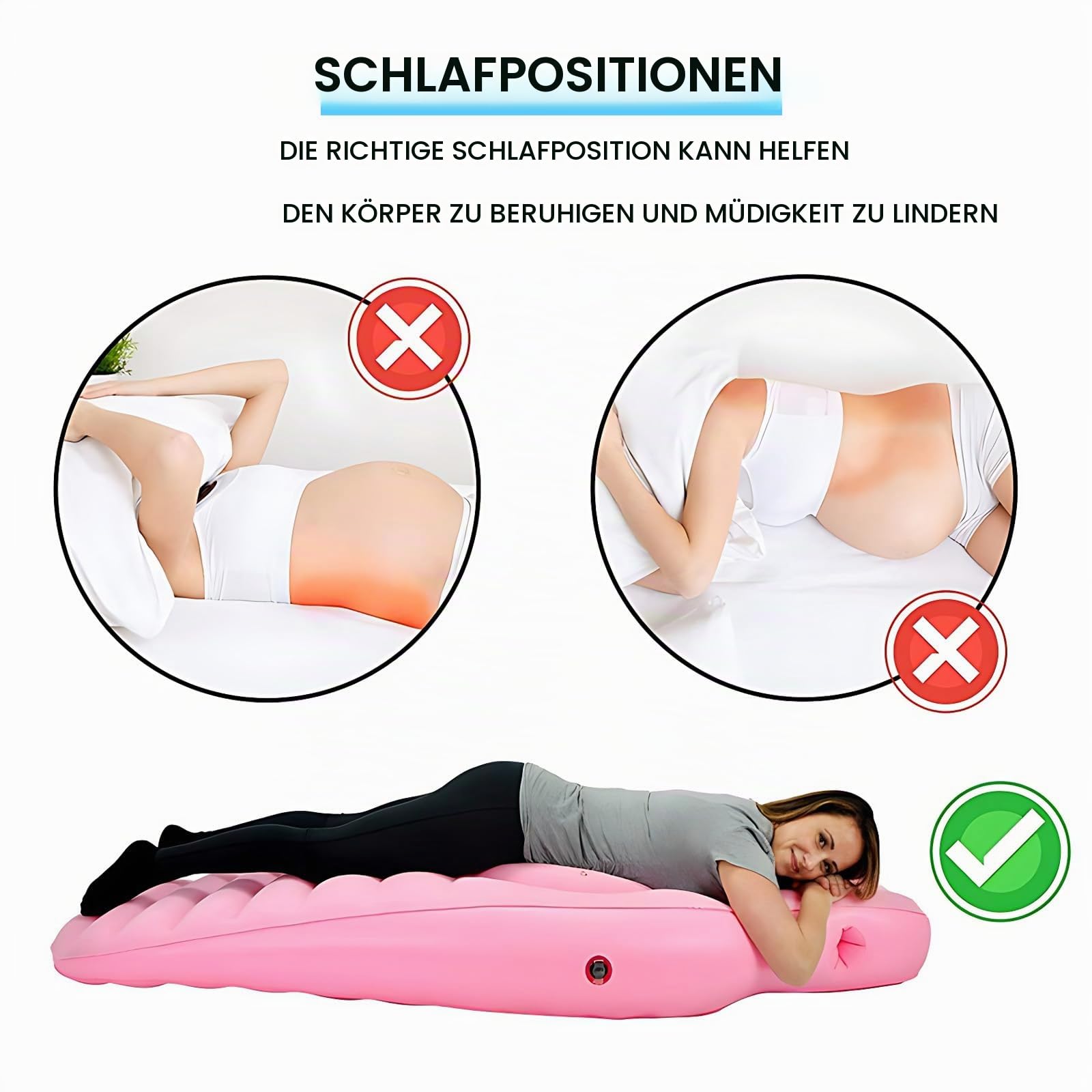 Aufblasbares Schwangerschaftskissen, Yogamatte Für Schwangere Mit Loch, Bequeme Beflockte PVC Luftbett Für Schwangere Frauen, Schwangerschaftskissen Zum Schlafen, Brown