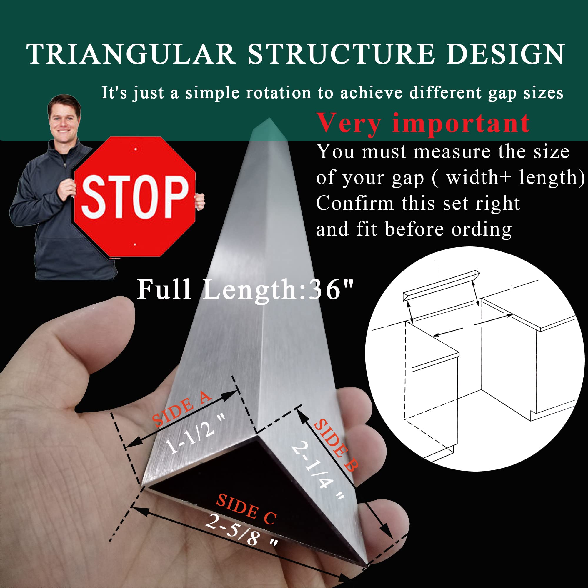 30 Slide In Range or Stove Rear Filler Trim Kit, Universal Fill Strip for Gap Between Slide-In Stove Range and Wall, W10113901A Compatible with Whirlpool and Most Brand, Durable Aluminum, Black