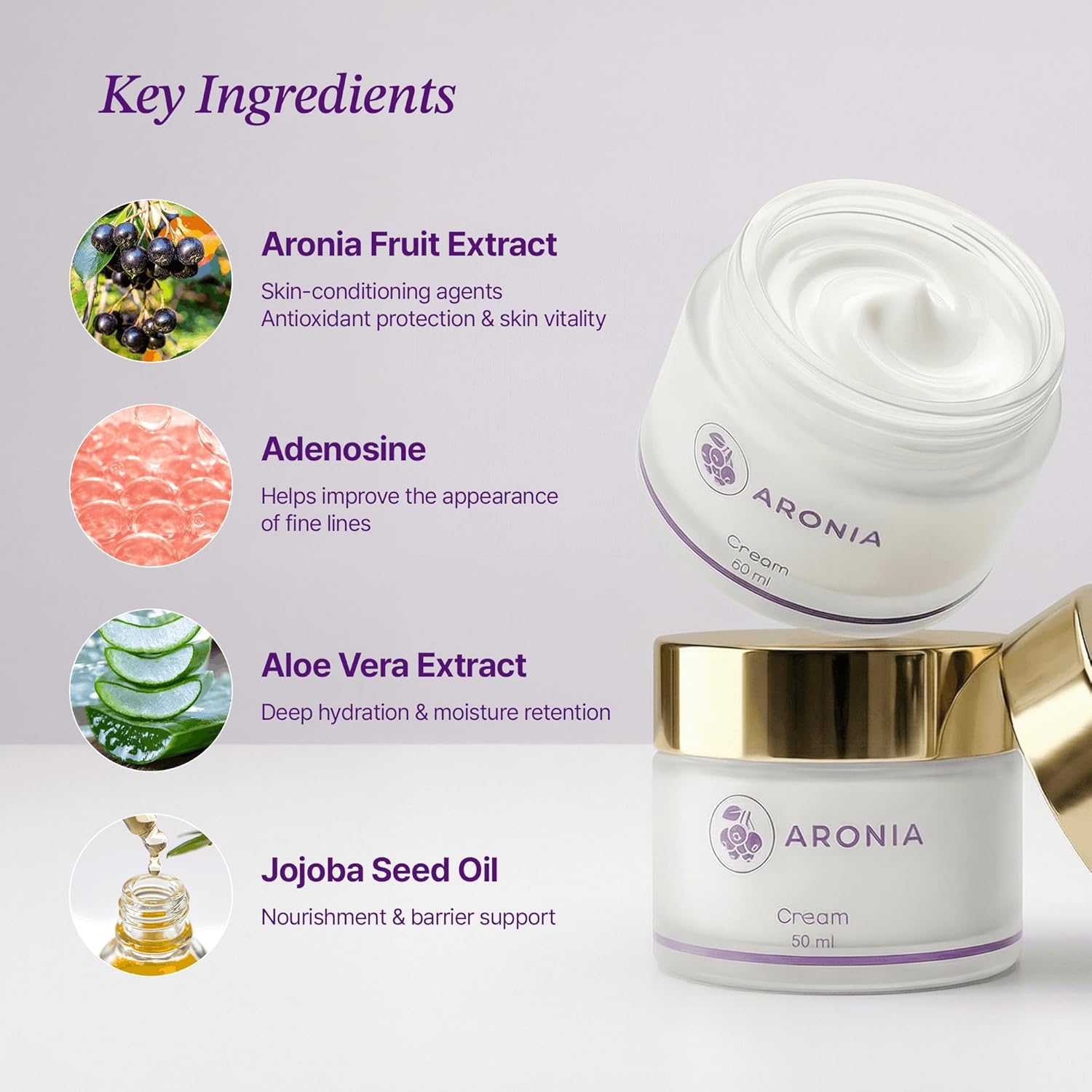 Aronia Extract Day Night Cream for Face Neck with Antioxidant Formula, Hydrating Moisturizer, Brightening 1.76 oz - Image 3