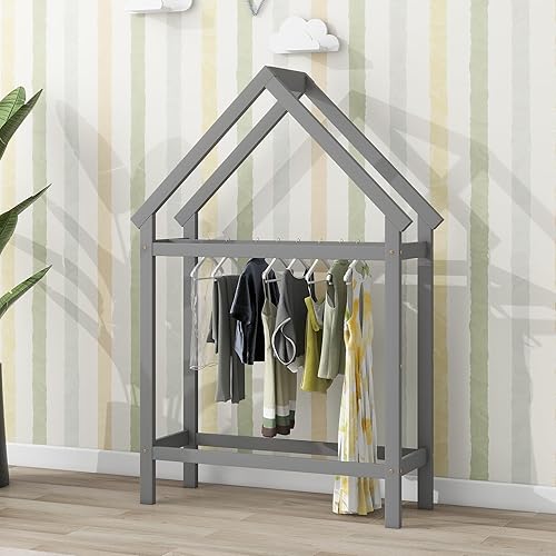 Miniatura 127 de KLMM Cama de madera de tamaño matrimonial con valla y puerta, marco de cama de madera para niños o niñas, se puede decorar (valla blanca + puerta)