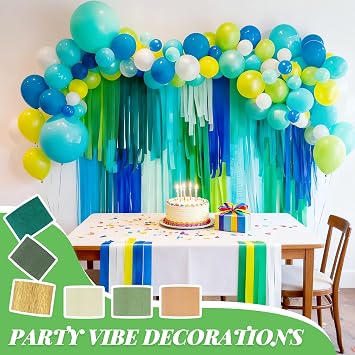 6pcs Crepe Paper Rolls Streamers, 4.5cmx25m/Roll, Green Brown Crepe Paper