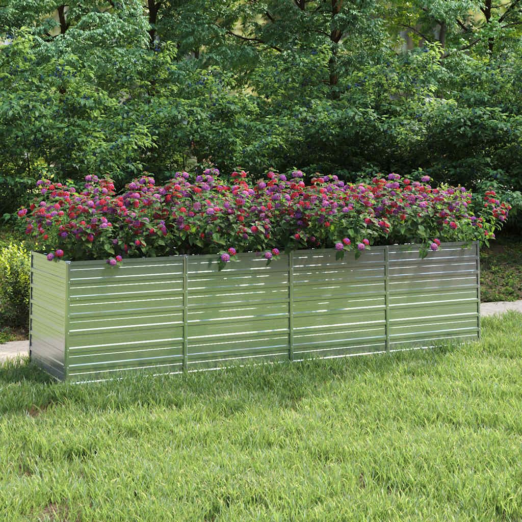Cama elevada de jardín de acero galvanizado plateado 320 x 80 x 77 cm para huerto y jardineras, profunda y ancha para plantas, verduras, hierbas aromáticas, robusta, estable y resistente a las